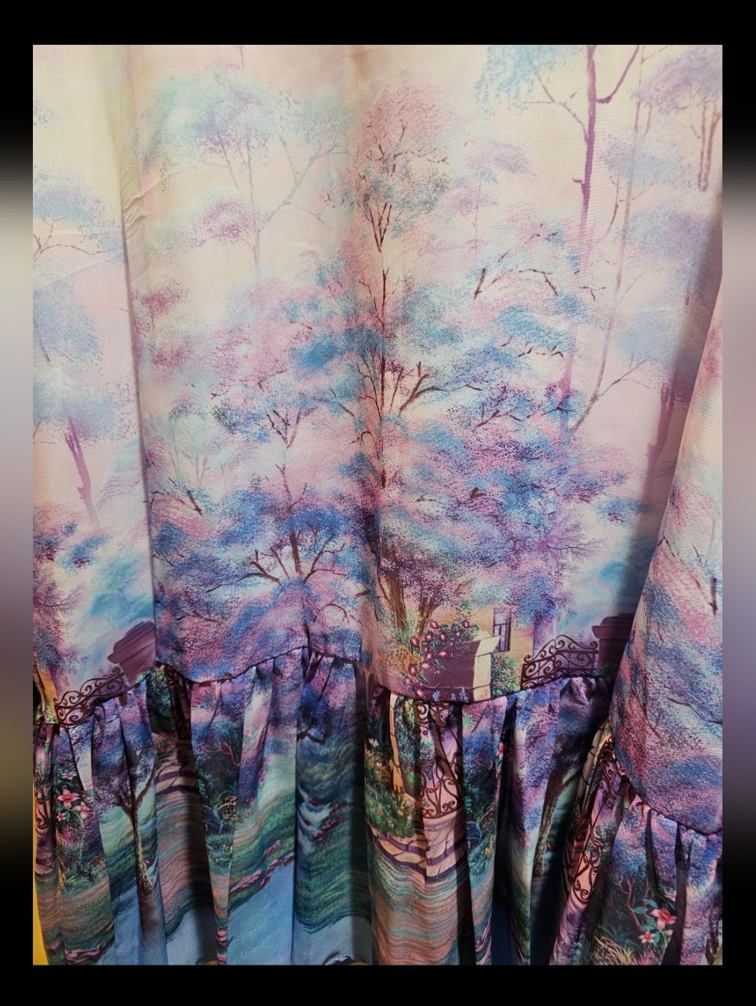 Dalia Macphee Purple Multi Garden Print Mini Dress Xl Nwt Romantic Cottagecore — image 4 of 7